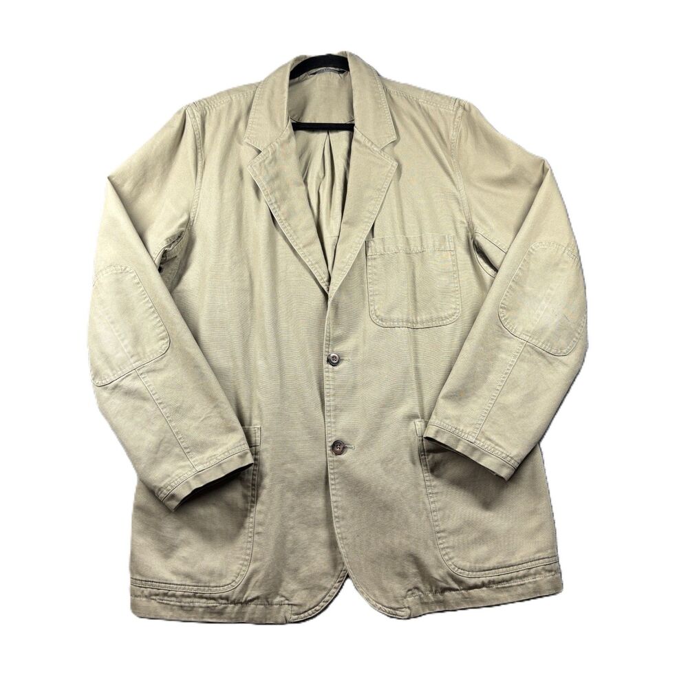 Duluth Trading Co Men Chore Duster Jacket Canvas Barn Coat Tan Large Tall LT C10